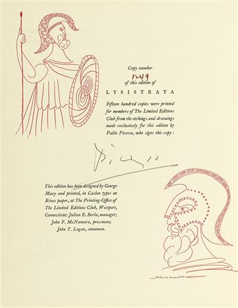 (PICASSO, PABLO.) Aristophanes. Lysistrata.